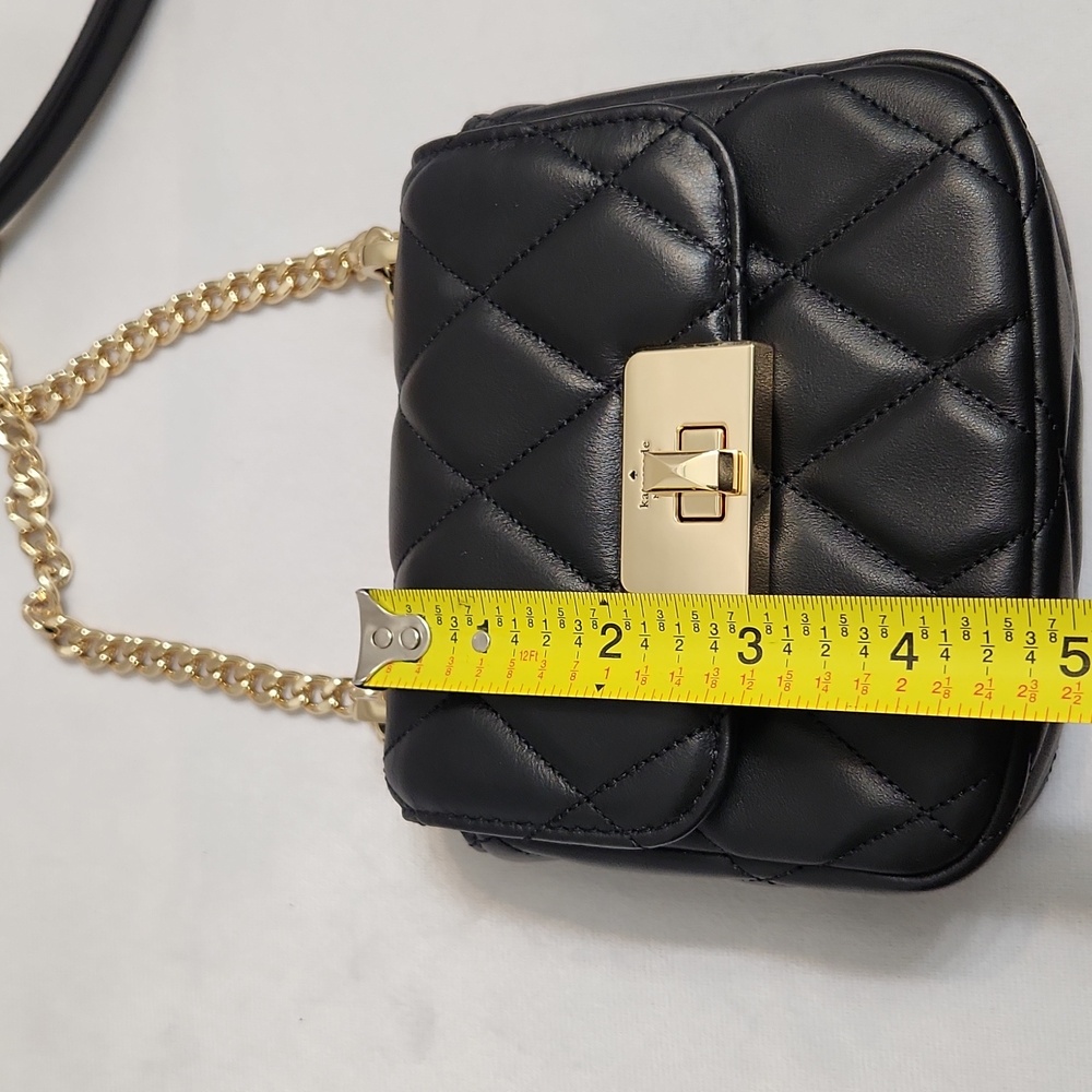 Kate Spade New York Carey Black Smooth Quilted Micro Flip Crossbody Bag - Picture 11 of 15